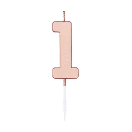 Globos taartkaars 4,5cm metallic rose goud no. 1