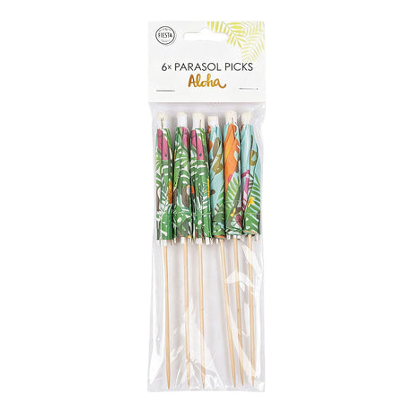 Globos parasol cocktailpinde lavet af papir xl aloha - 18cm
