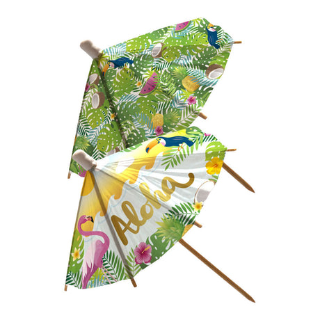 Globos parasol cocktailpinde lavet af papir xl aloha - 18cm