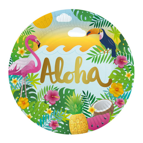 Globos papirtallerkener 23cm aloha - 8 stk.