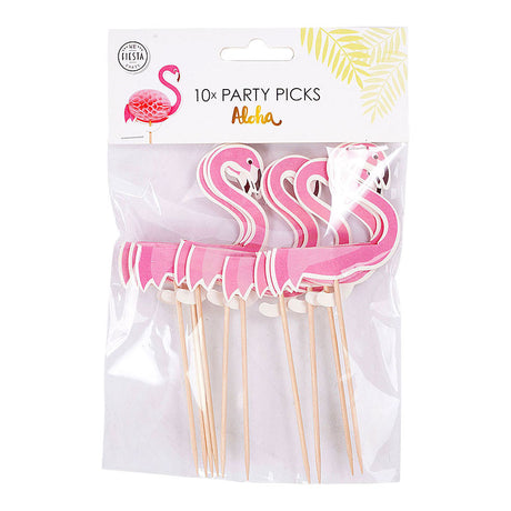 Globos cocktailstænger flamingo 10x6cm aloha - 10 stk.