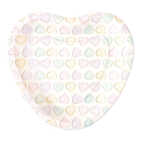 Globos papirtallerkner 23cm hjerteformede akvareller hjerter - 8 stk.