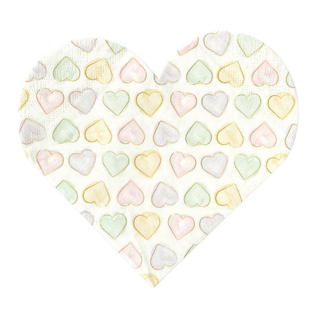 Globos papirservietter 33x33cm akvareller hjerter - 20 stk.