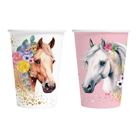 Globos papieren bekers 210ml paarden - 8st.