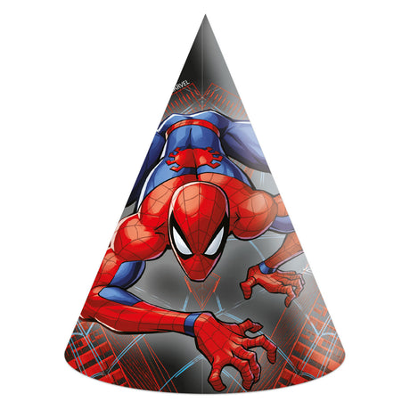 Globos papirhatte spiderman world of web - 6 stk.