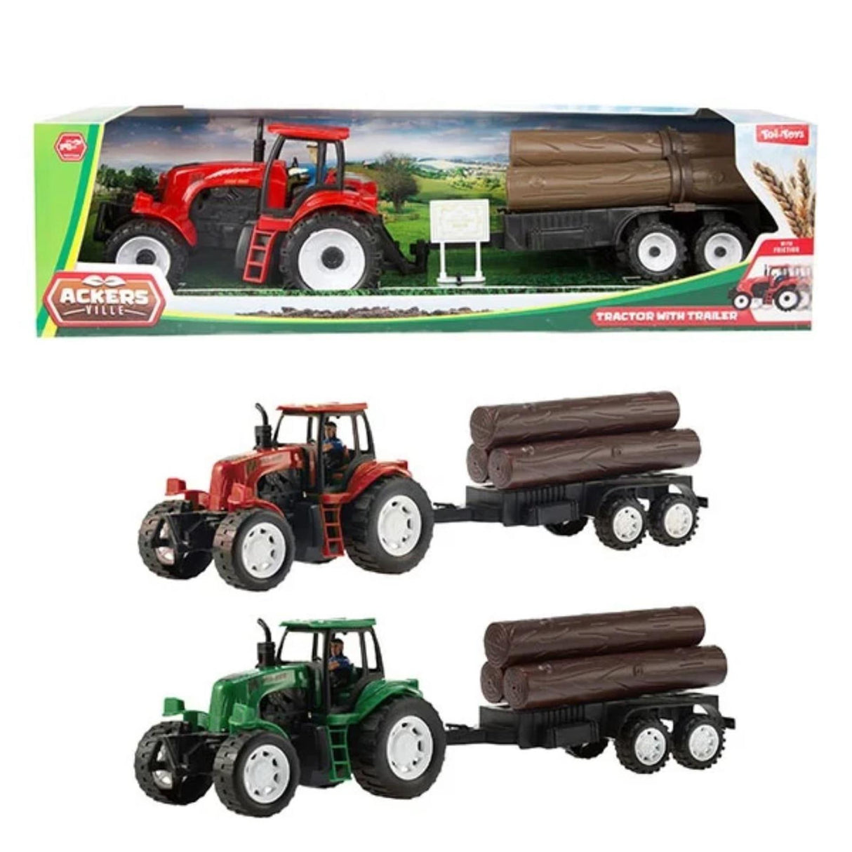 Toi-legetøj toi legetøj traktor friktion med trailer 44cm