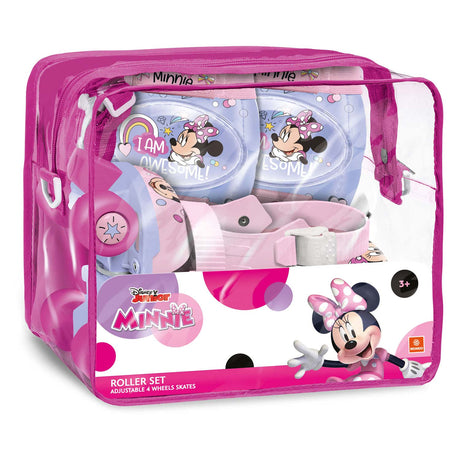 Mondo Disney Minnie rulleskøjter med beskyttelsessæt til børn - justerbare og lyserøde.