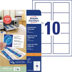 Visitkort avery a4 200 g m² mat hvid 25 ark