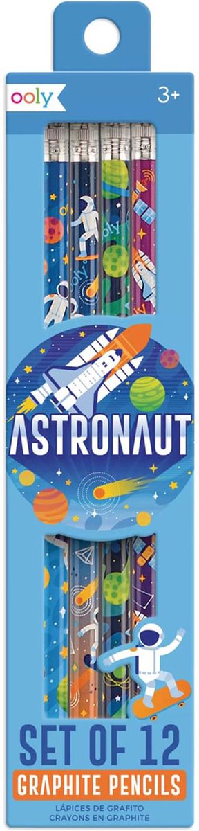 Ooly - astronaut grafit blyanter - 12 blyanter med rum eller astronaut design