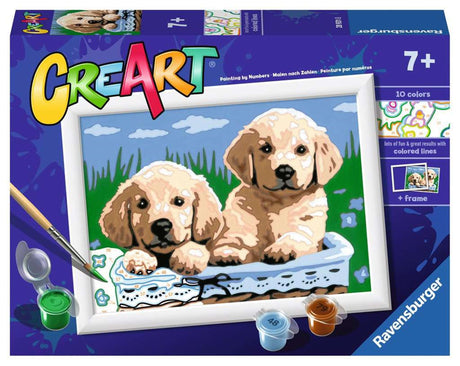 Ravensburger Creart Maleri på nummer - søde hvalpe