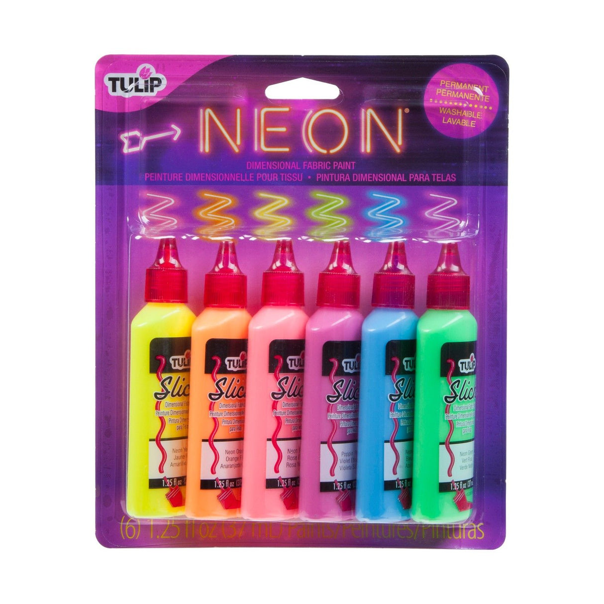 Tulipan • 3D tekstilmaling 37ml neon 6 stk.