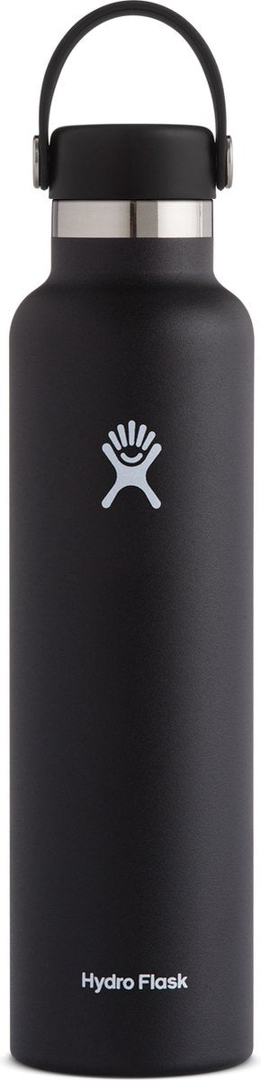 Hydroflaske standard mund flex hætte drikkeflaske (709 ml) - sort