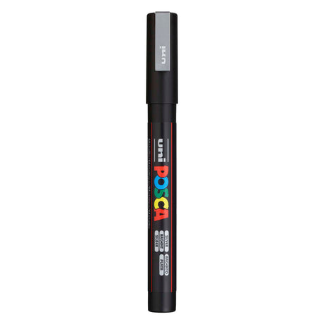 Uni-posca posca tusch, str. pc-3m, stregbredde 0,9-1,3 mm, fin, sølv, 1 stk.