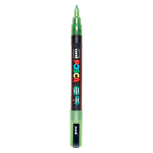Uni posca pc3m malertusch glitter lysegrøn - rund spids op til 1,3 mm