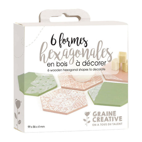 Graine creative graine houten hexagon vormen - 6st.