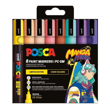 Uni posca pc5m markører sæt manga hero - 8 stk.