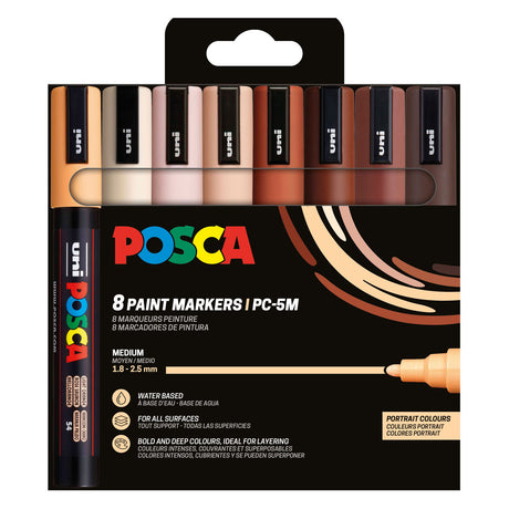 Uni posca pc5m markører sæt portrætfarver - 8 stk.