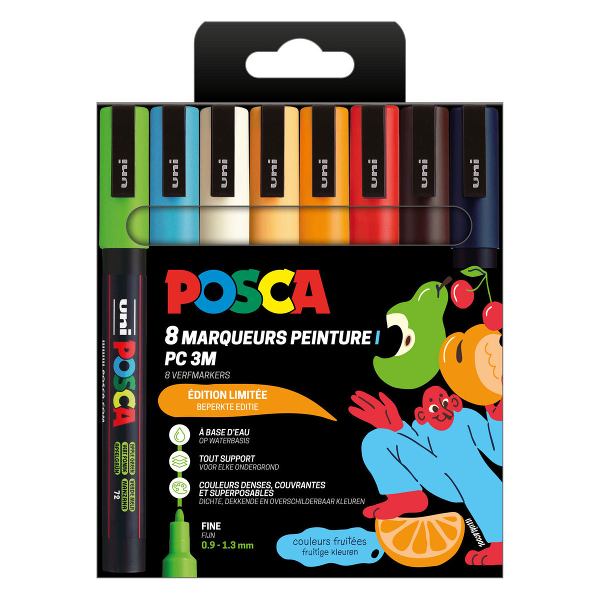 Uni posca tuscher pc3m sæt frugtfarver - 8 stk.