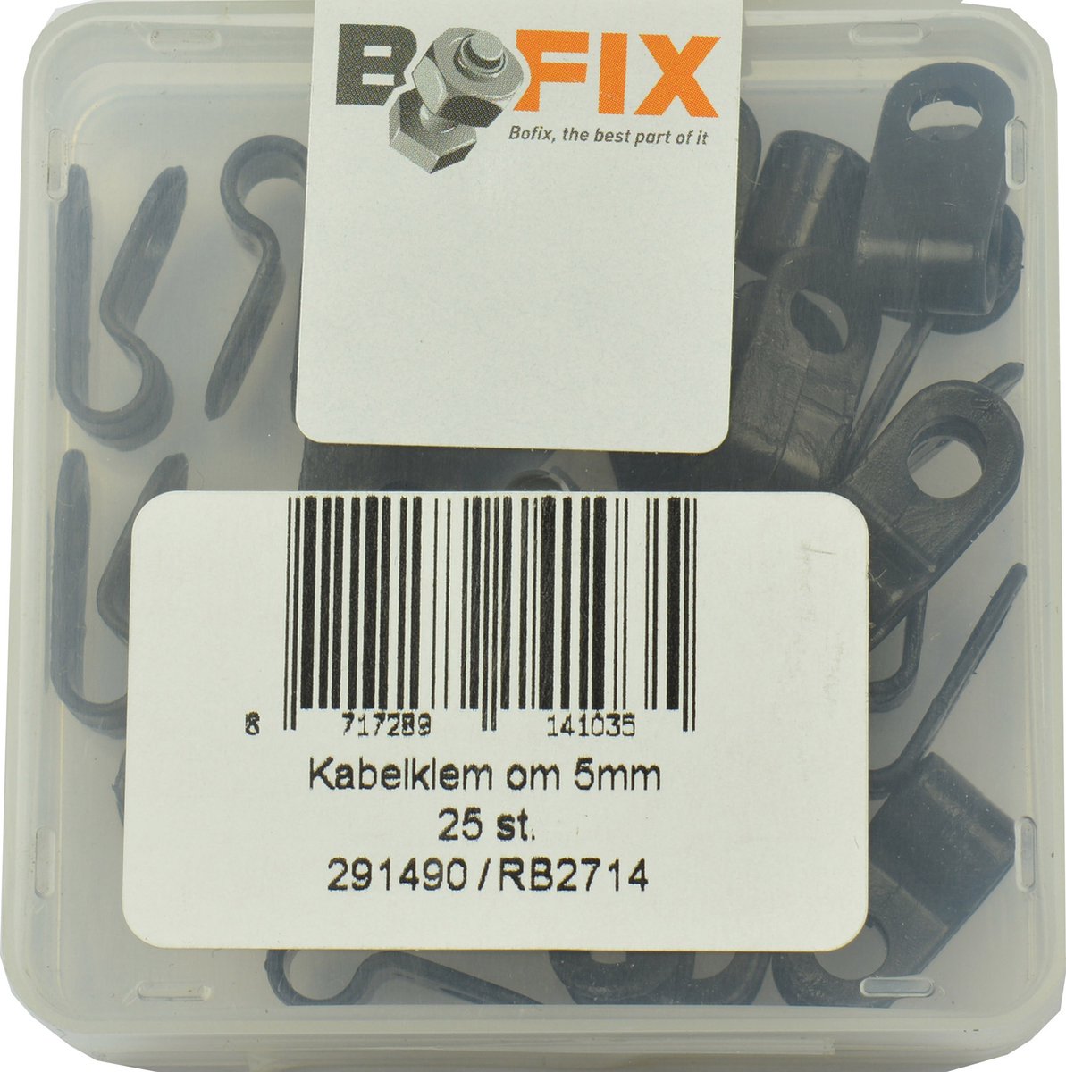 Bofix boks kabelklemme enkelt 5mm (25 stk.)
