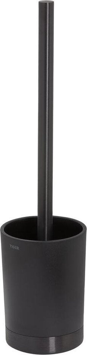 Tiger tune - toiletbørste med fritstående holder - sort metal børstet sort - gunmetal sort