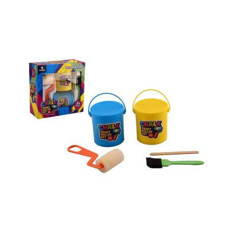 Johntoy jumbo stoepkrijt rollers, 2 kleuren + kwast