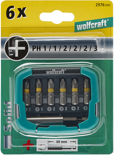 Wolfcraft bitkasse | krydshoved | pH 1-3 | 7-delt | 1 sæt - 2976000