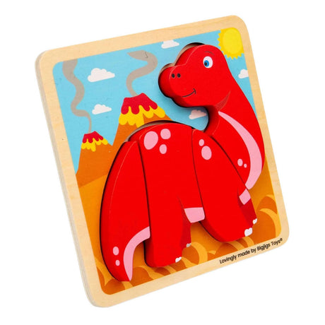 Bigjigs houten vormenpuzzel diplodocus - 4st.