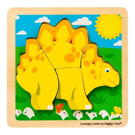 Bigjigs træform puslespil stegosaurus - 4 stk.