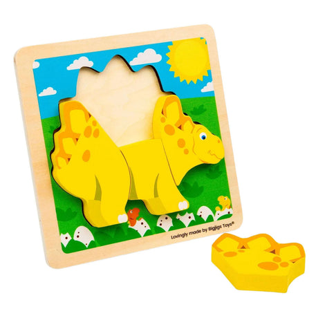 Bigjigs træform puslespil stegosaurus - 4 stk.