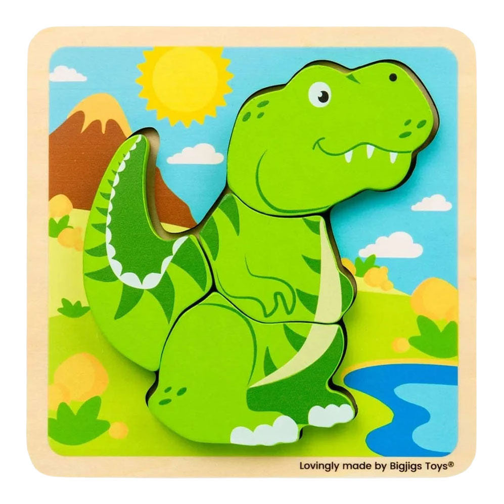 Bigjigs træform puslespil t-rex - 4 stk.