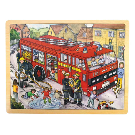 Bigjigs houten legpuzzel brandweerauto - 24st.