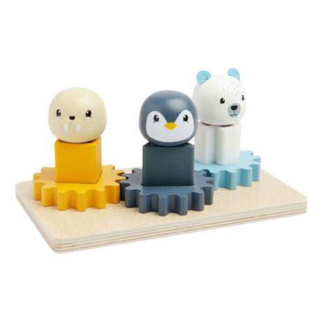 Bigjigs houten tandwielen puzzel noordpool - 10dlg.