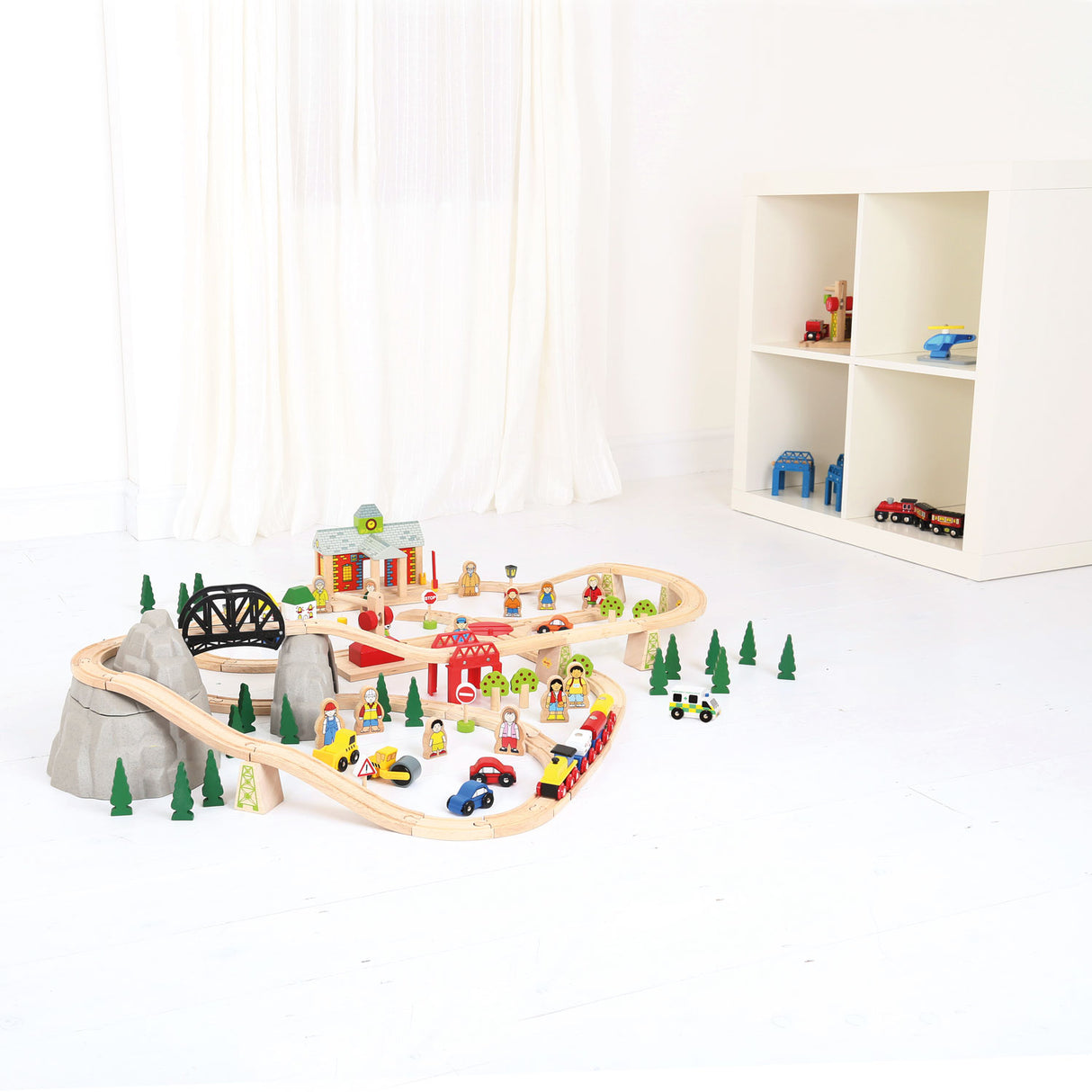 Bigjigs Wooden Train Set Alps, 112dlg.
