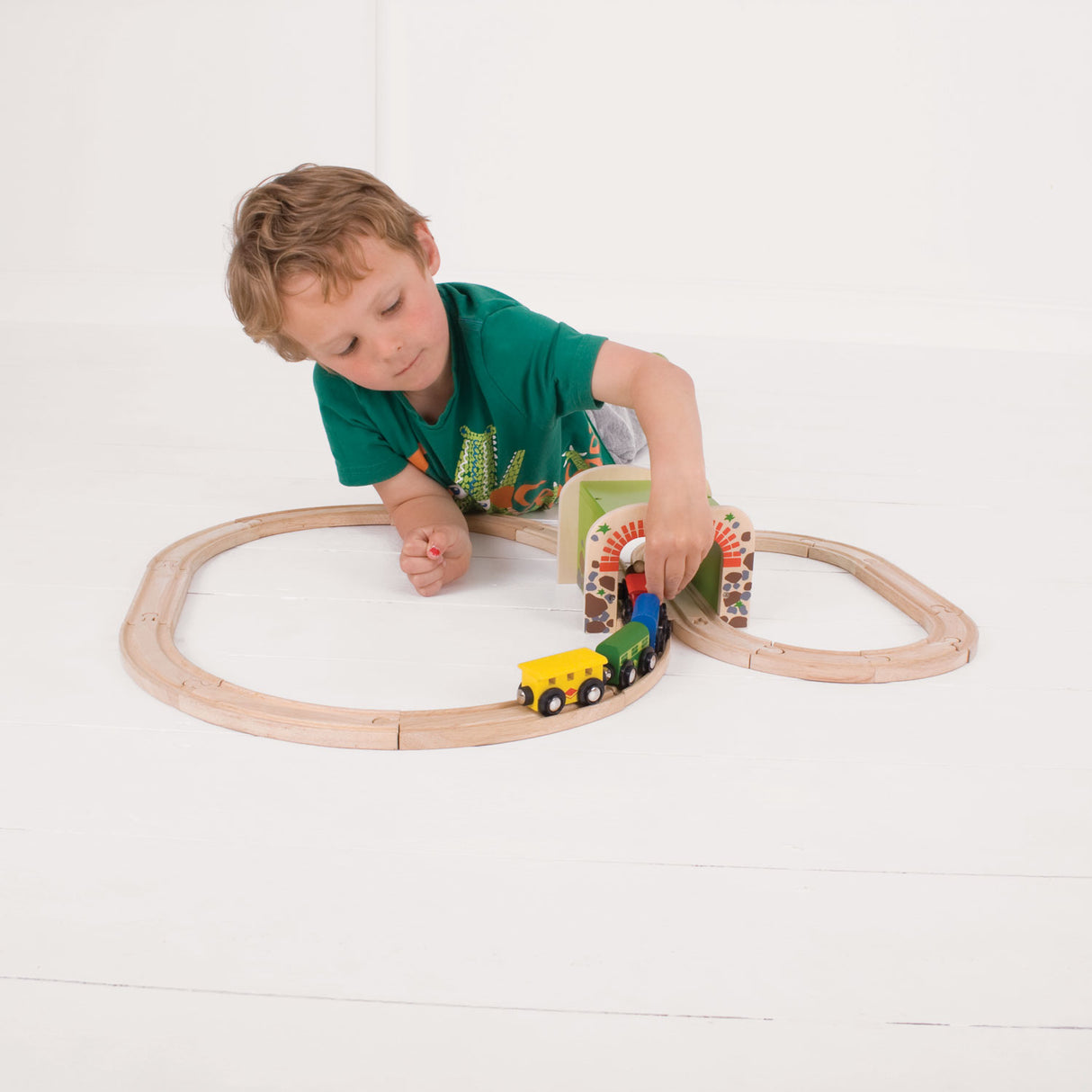 Bigjigs træskinner - dobbelt -track tunnel