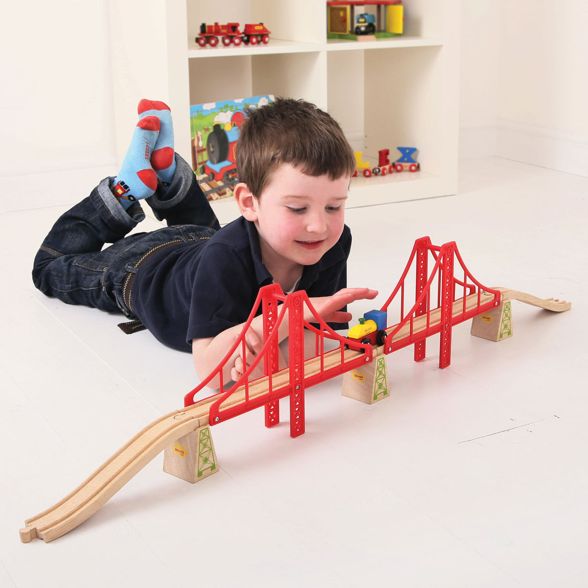 Bigjigs Wood Rails - Double Suspension Bridge, 7dlg.