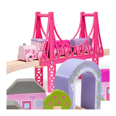 Bigjigs trætogsæt city - pink