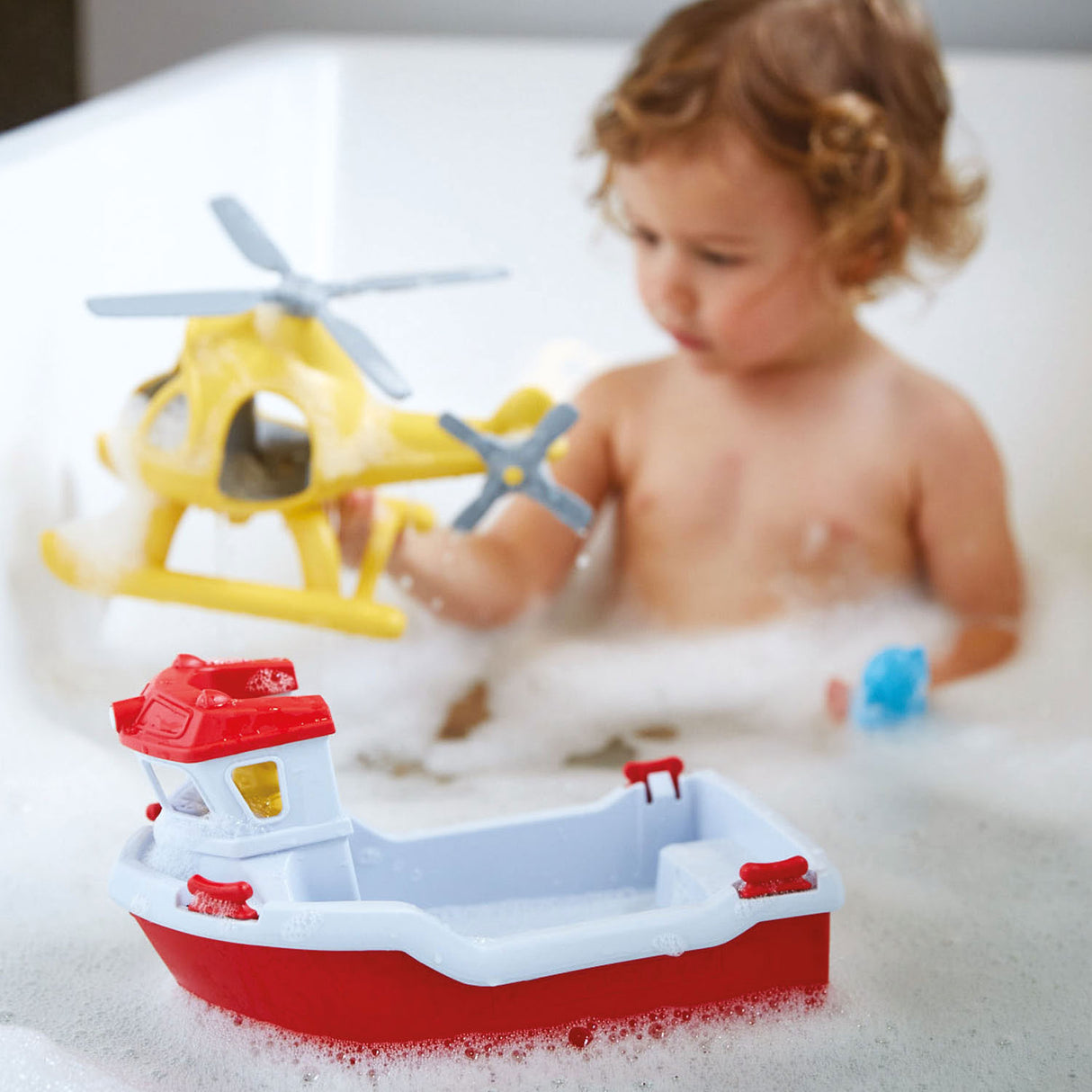 Green Toys Rescue Boat med helikopter