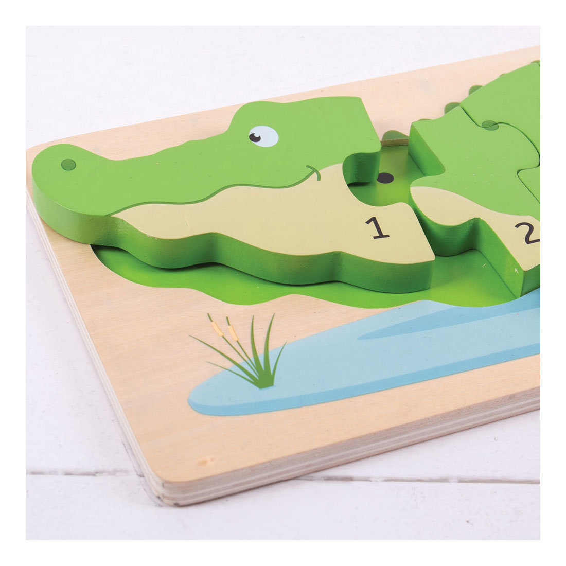 Bigjigs legetøj træpuslespil 3d krokodille - bigjigs