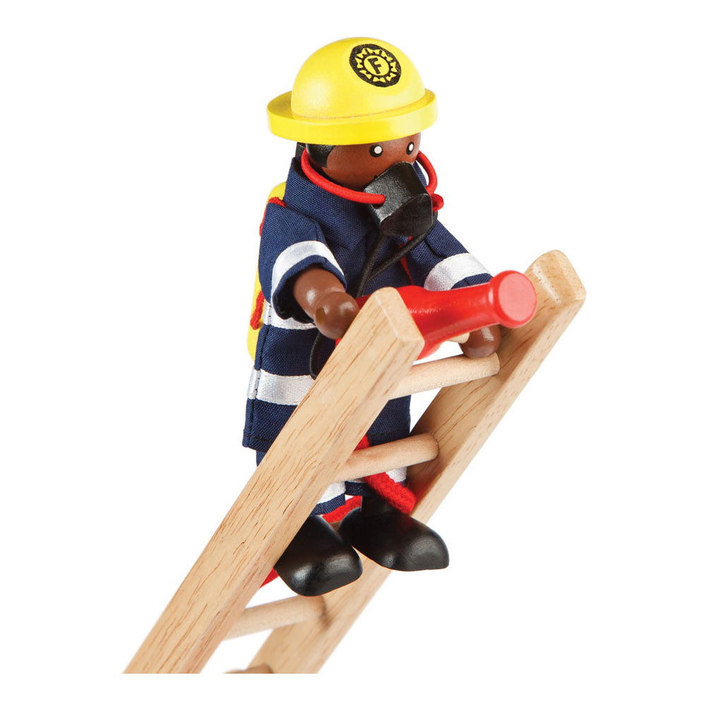 Tidlo trædukkehus dukker brandmænd, 4 stk.