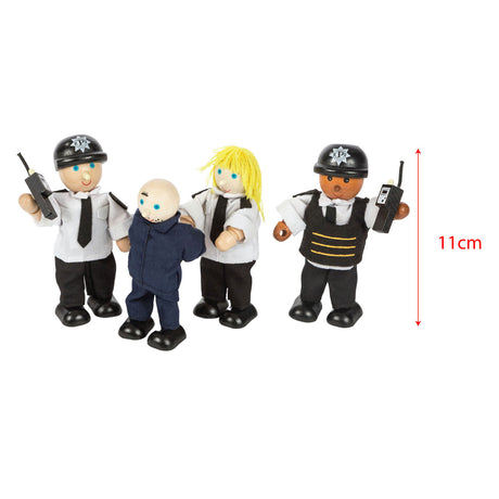 Tidlo politibetjente og tyv træ 11 cm sort 4 stk
