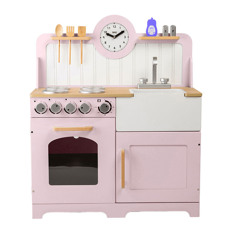 Tidlo Wood Play Kitchen Rural Pink, 7dlg.