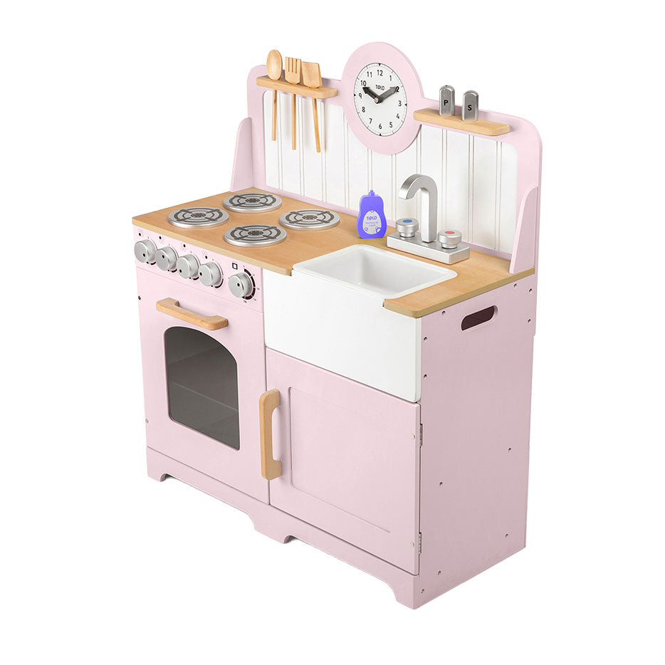 Tidlo Wood Play Kitchen Rural Pink, 7dlg.