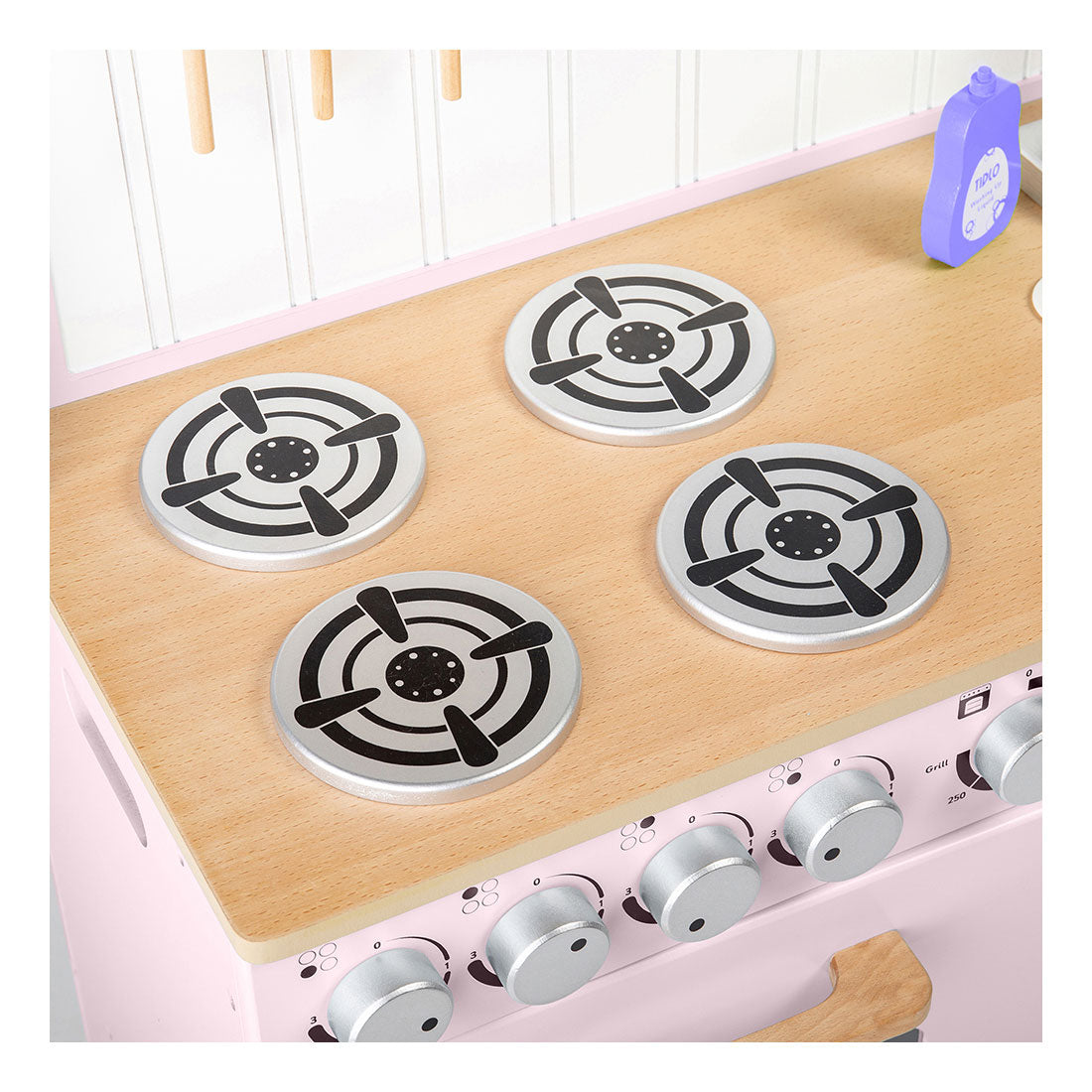 Tidlo Wood Play Kitchen Rural Pink, 7dlg.