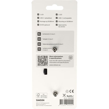 Simson achterlicht aurora x-line c - usb-c oplaadbaar