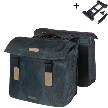 Basil dobbelt cykeltaske elegance mik 40-49 liter - Estate blå