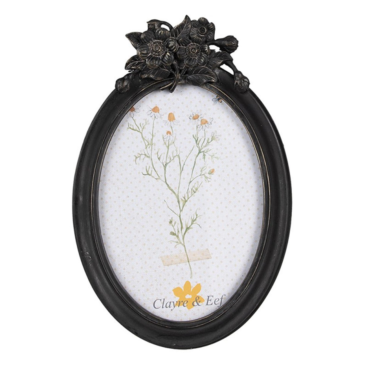 Clayre eef fotoramme oval sort 14x3x21cm 10x15cm