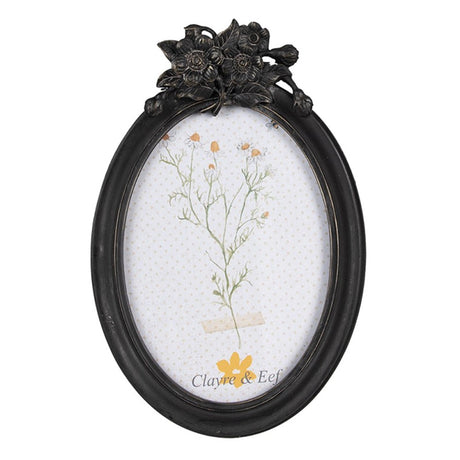 Clayre eef fotoramme oval sort 14x3x21cm 10x15cm