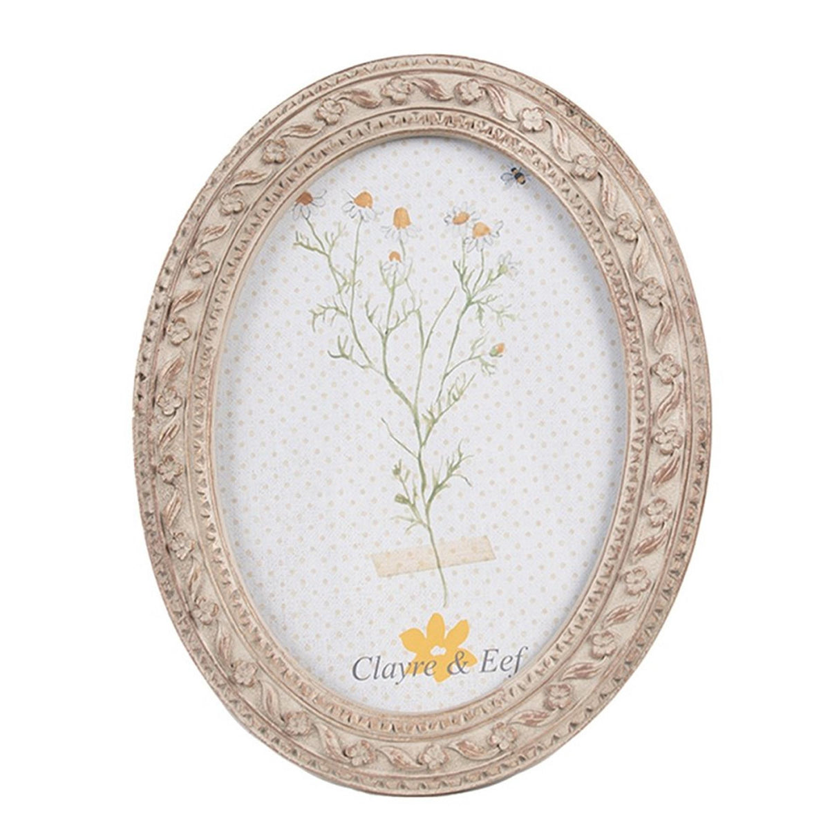 Clayre eef fotoramme oval beige guld 14x2x19cm 10x15cm