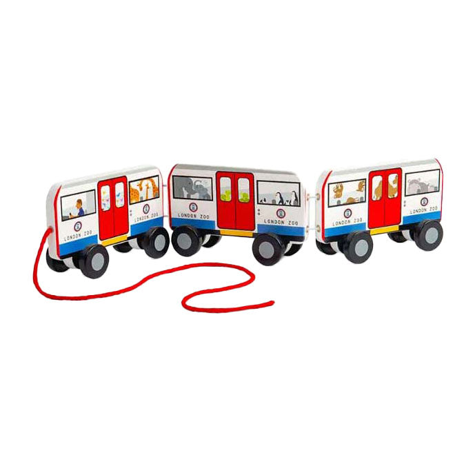 Bigjigs London-trækbus i træ
