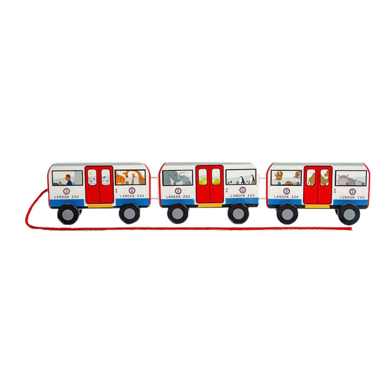 Bigjigs London-trækbus i træ